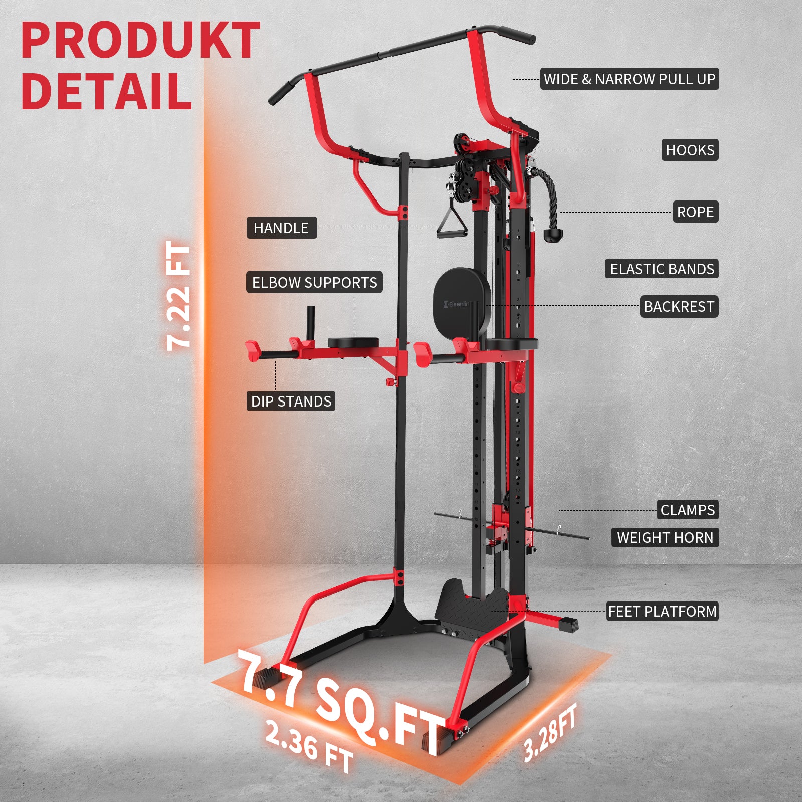 Power Tower Pull Up Dip Station LAT Pull Down Machines Multi-Function Workout Equipment Home Gym