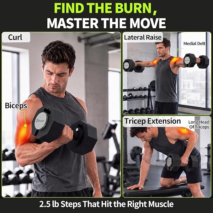 Adjustable Dumbbells, 12.5-30/50/80/90lb, 2.5pound Increments
