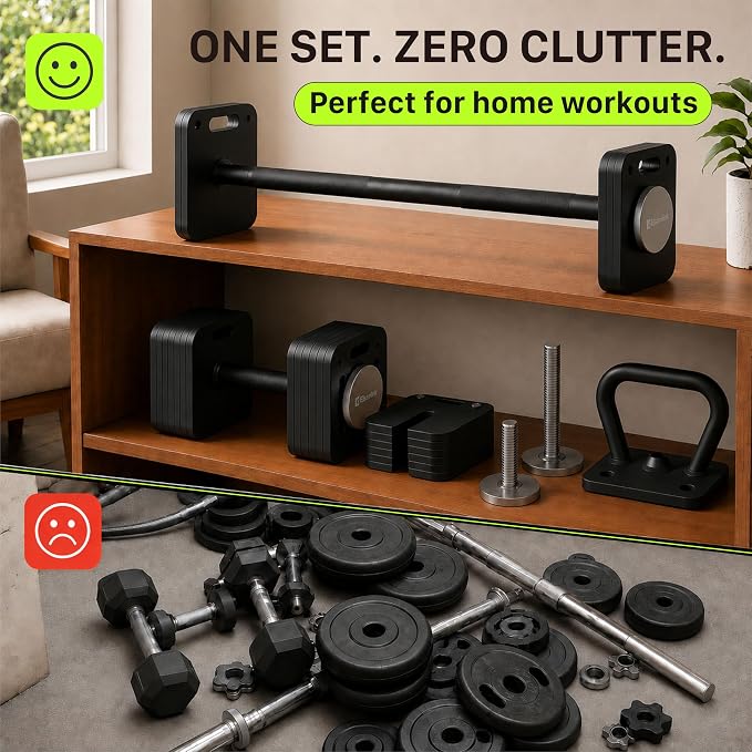 3-in-1 Adjustable Dumbbell Set, All-in-One Home Gym Equipment for Full Body Workout, 50lb/80lb