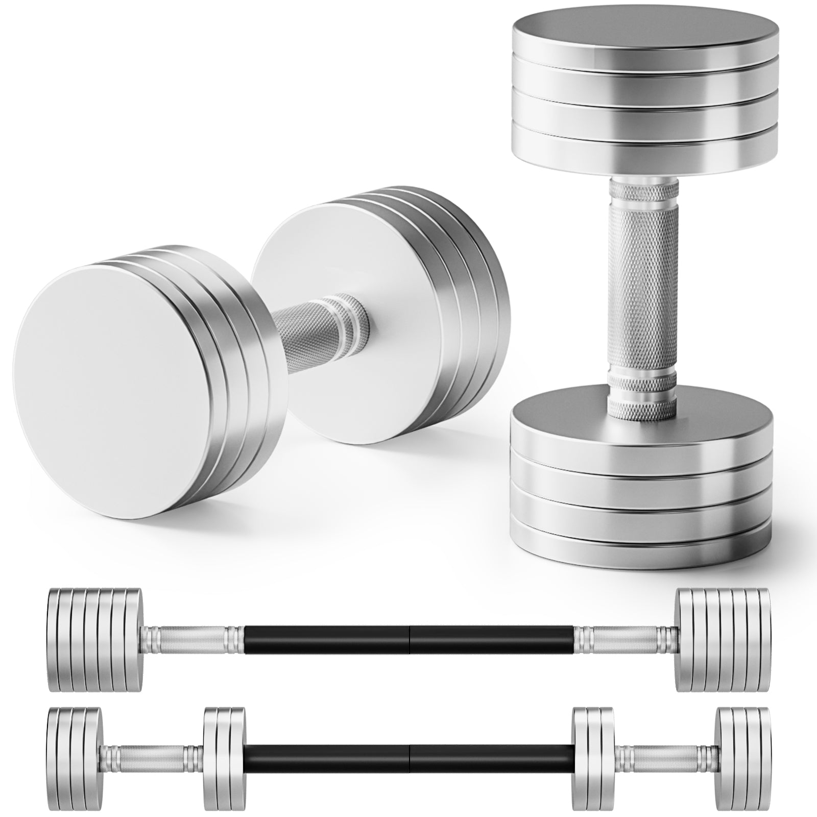 Adjustable Steel Dumbbells, Free Weight Set with Connector, MAX LOAD 220LB