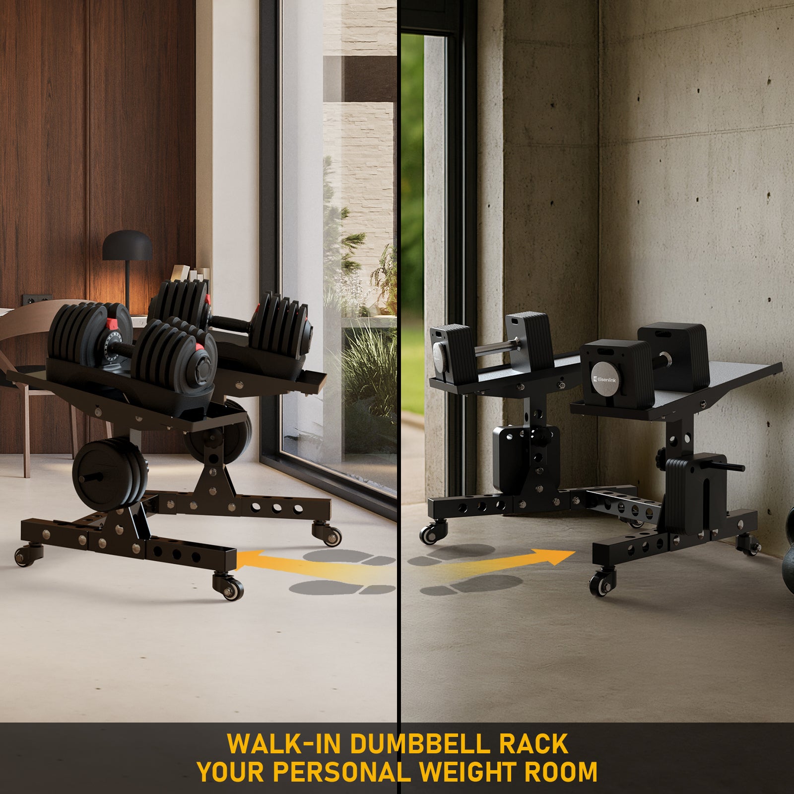Eisenlink Adjustable Dumbbell Rack & Weight Rack, Holds 440 lbs, Space Saving Design for Home Gym Organization