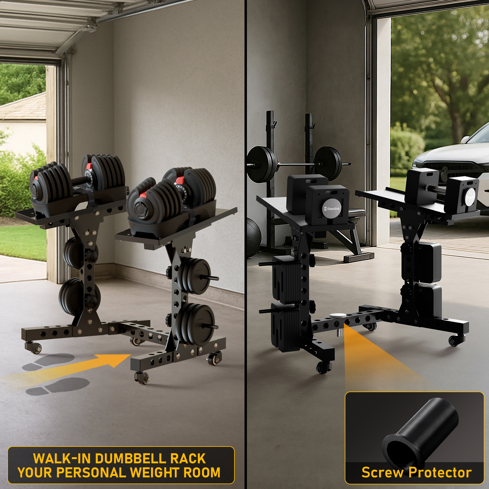 Eisenlink Adjustable Dumbbell Rack & Weight Rack, Holds 440 lbs, Space Saving Design for Home Gym Organization