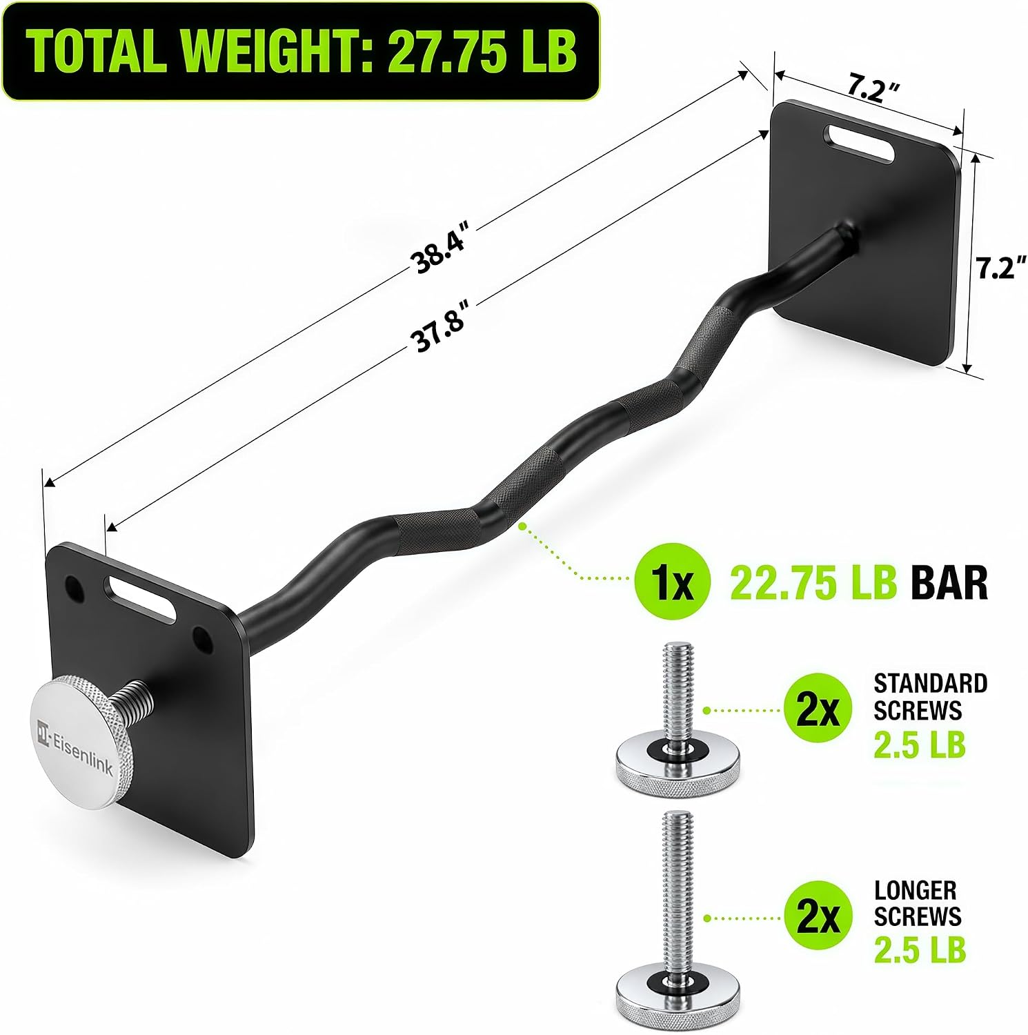 EZ Curl Bar with 2 Pairs of Screws (Standard & Longer)