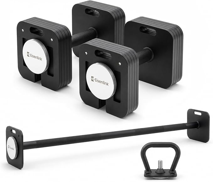 3-in-1 Adjustable Dumbbell Set, All-in-One Home Gym Equipment for Full Body Workout, 50lb/80lb
